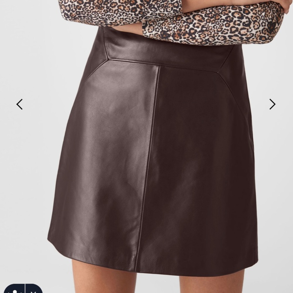 WHISTLES Burgundy Leather A Line Skirt NWT size 6